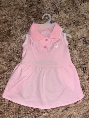 NWT Pets Baby Pink Sleeveless Polo Dress with Heart Accent